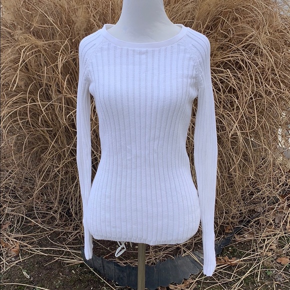 Banana Republic white rib knit cotton sweater M